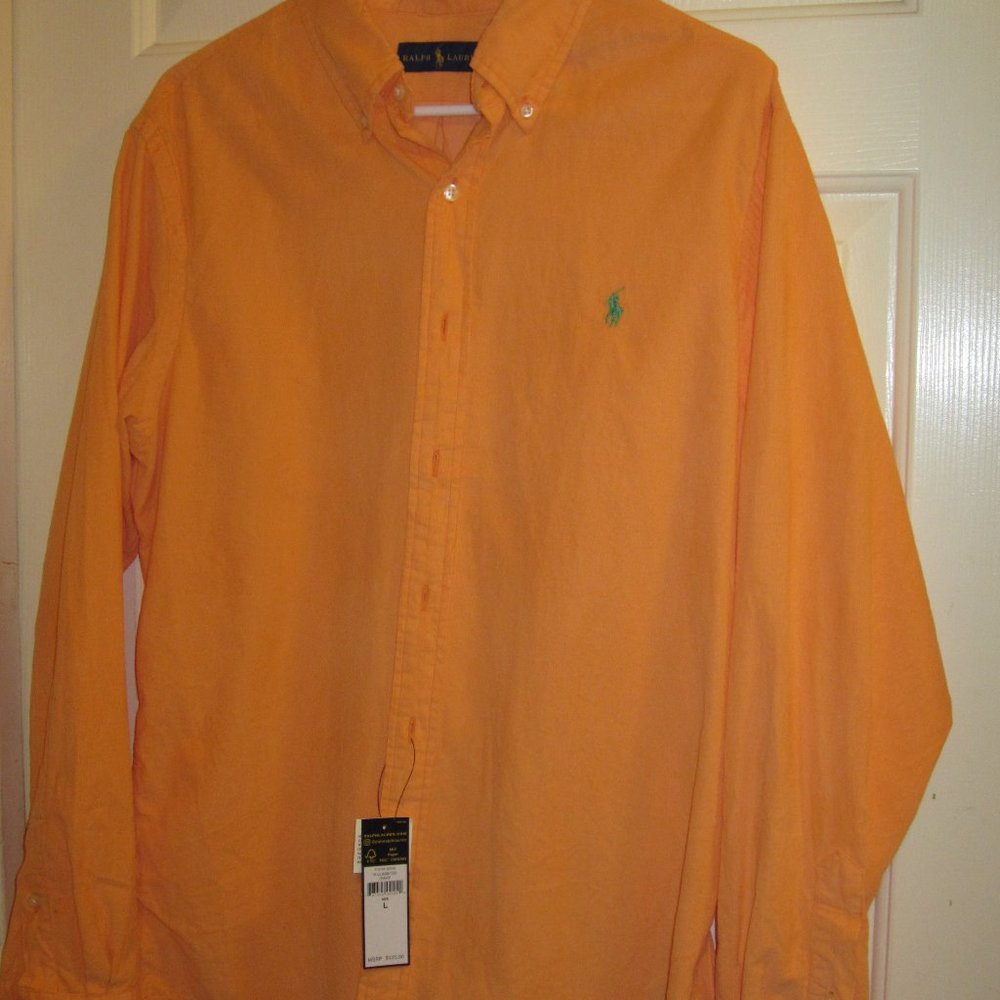 Ralph Lauren Men Classic Orange Long Sleeve Shirt